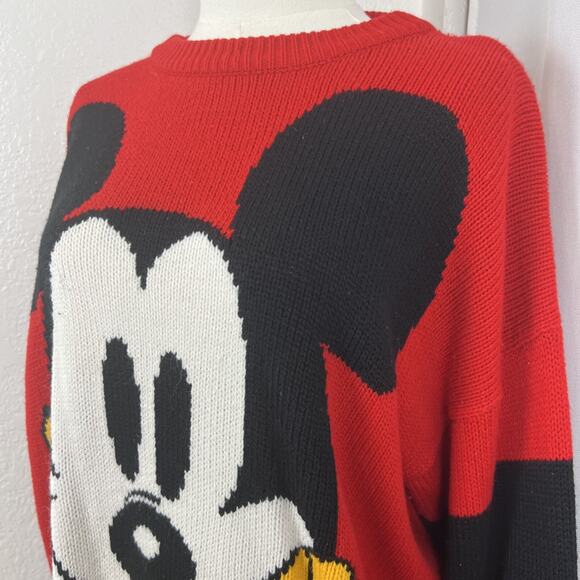 VTG Mickey & Co Sweater Adult Large Red Knit Mickey Mouse 90s Disneycore Retro - Picture 4 of 11
